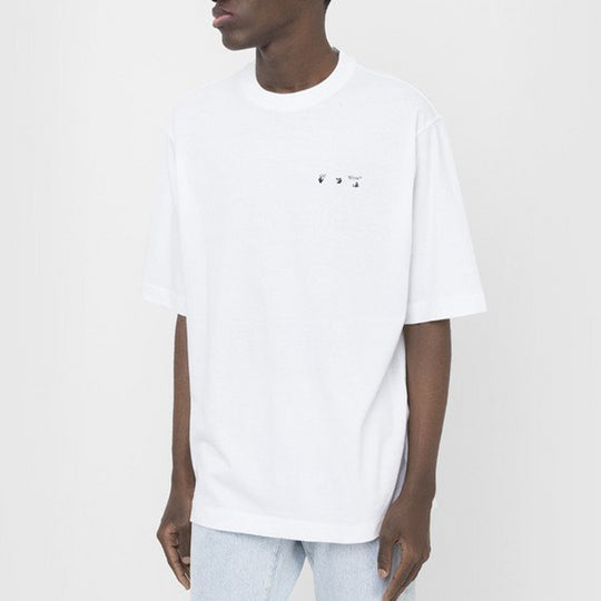 Off-White Solid Color Logo Printing Cotton Short Sleeve White OMAA119C99JER001