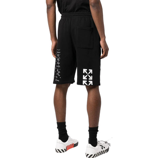 OFF-WHITE SS22 Logo Printing Sports Shorts Loose Fit Black OMCI013S22FLE0071001