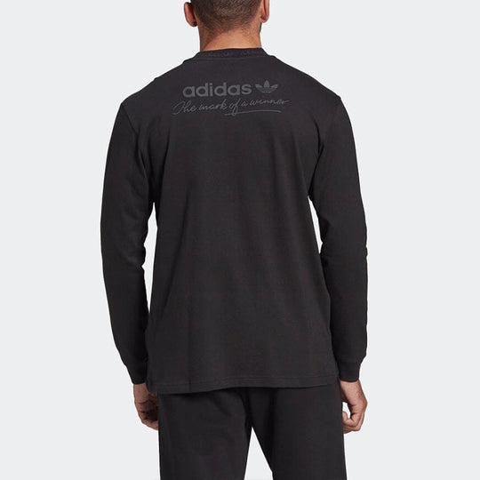 adidas originals Logo Sports Round Neck Long Sleeves Black HM2662