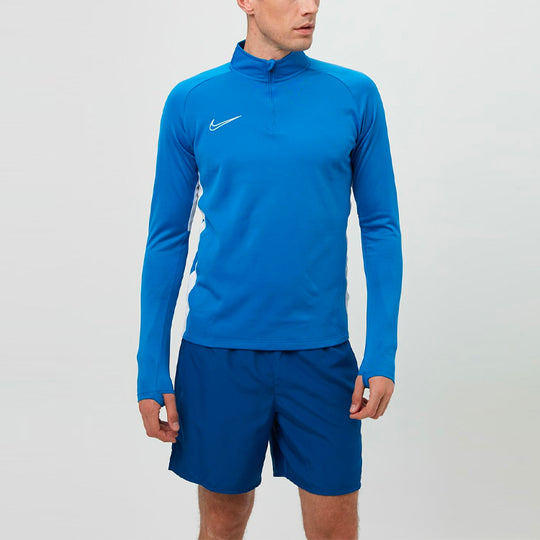 Men's Nike Academy Sports Stand Collar logo Long Sleeves Training Soccer/Football Royal Blue Tops AJ9094-463 gym clothes - KICKSCREW