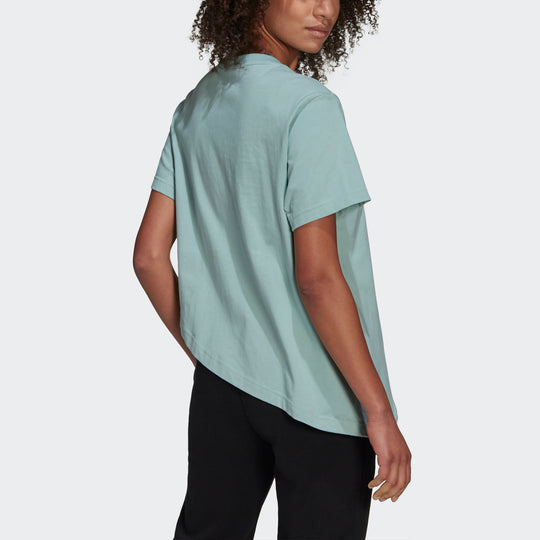 (WMNS) adidas originals Boxy T-shirt Asymmetric Sports Short Sleeve Green T-Shirt GN3158