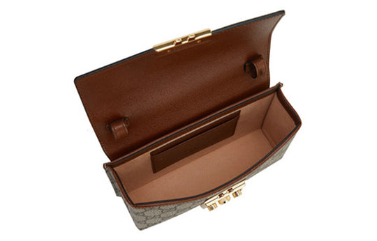 (WMNS) GUCCI Padlock Metallic Logo Canvas Box Mini Ebony / Black Handbag 652683-96GAG-9785