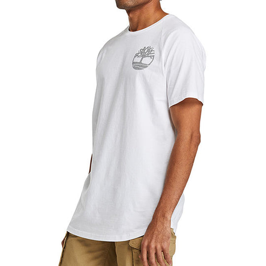 Men's Timberland Casual Round Neck Printing Short Sleeve White A1W7J-100
