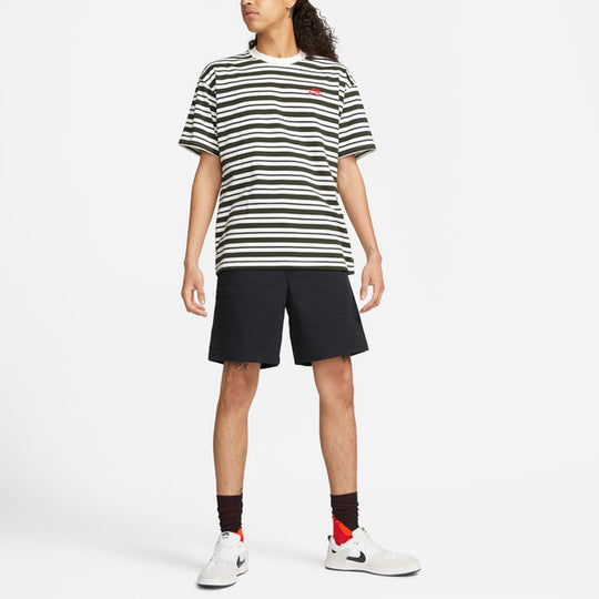 Men's Nike Embroidered Logo Stripe Round Neck Short Sleeve Sail White T-Shirt DQ1863-134
