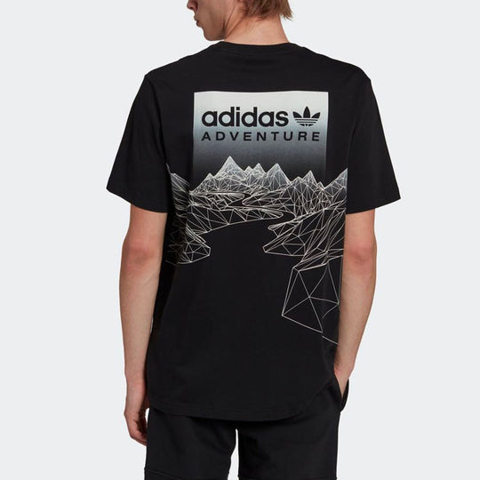 Men's adidas originals Alphabet Logo Printing Round Neck Short Sleeve Black T-Shirt HK5010