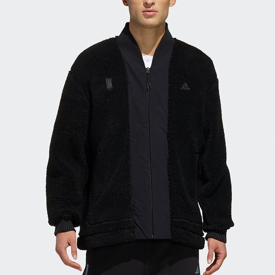 adidas Splicing polar fleece Sports Jacket Black FM9351 - KICKS CREW