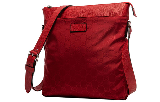 GUCCI Logo Leather Logo Nylon Shoulder Messenger Bag Red Classic 510342-K28AN-6523 Shoulder Bags  -  KICKS CREW
