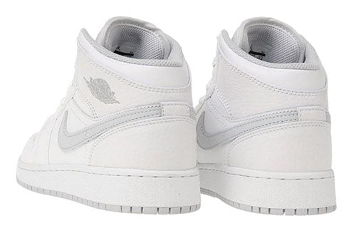 (GS) Air Jordan 1 Mid 'White Platinum' 554725-108 Retro Basketball Shoes  -  KICKS CREW