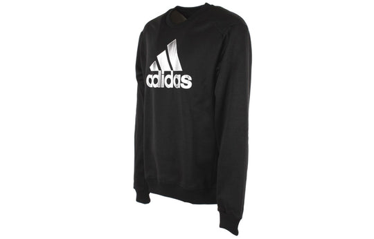 adidas Athleisure Casual Sports Training Round Neck Knit Fleece Lined Pullover Black DL8699