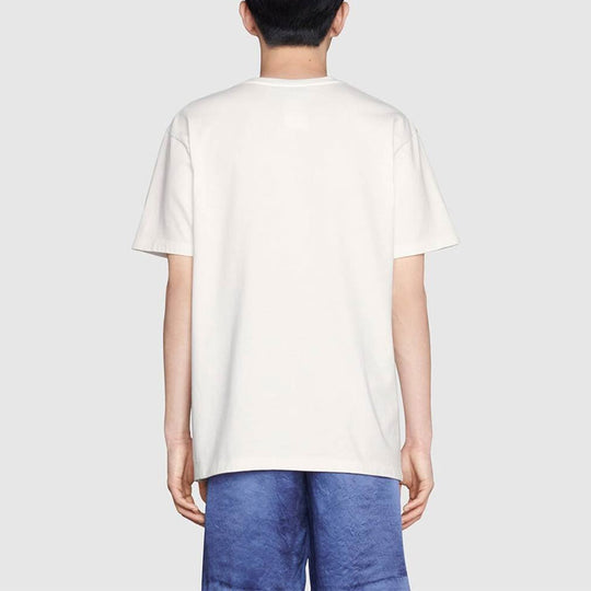 Men's Gucci SS21 Round Neck Printing Short Sleeve Beige T-Shirt 548334-XJDJV-9095