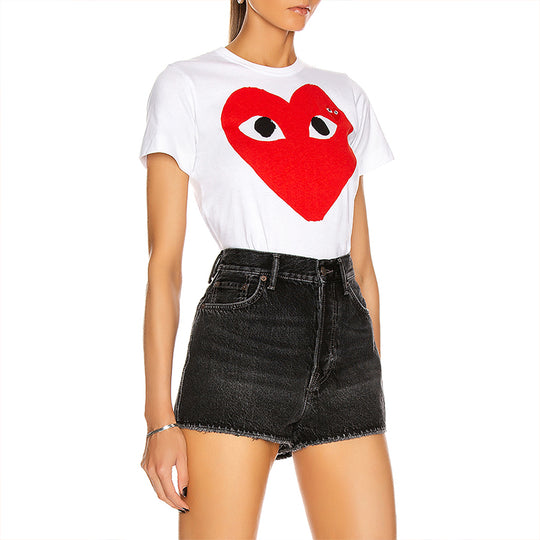 (WMNS) COMME des GARCONS PLAY Heart Emblem T-Shirt 'White' AZ-T025-051-1