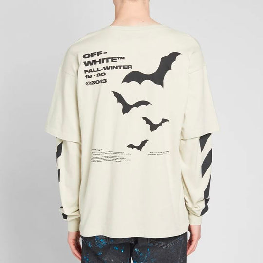 OFF-WHITE Diagonal Bats Double Sleeve For Men White OMAB022E191850074810 T-shirts - KICKSCREW