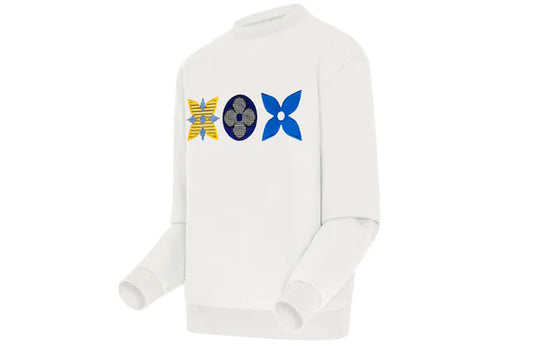 LOUIS VUITTON LV Monogram Floral Embroidered Sweatshirt For Men White 1A88WB