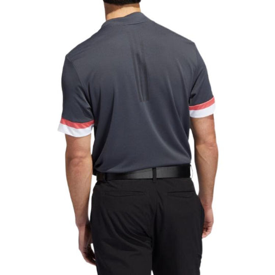Men's adidas Colorblock V Neck Breathable Logo Stripe Quick Dry Short Sleeve Carbon Black T-Shirt HI4752