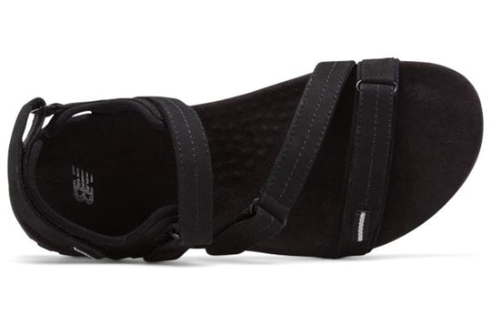 (WMNS) New Balance Maya Leather Sandal Velcro Minimalistic Casual Open Toe Pure Black Sandals WR2100BK
