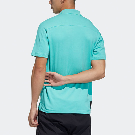 adidas Series Logo Solid Color Short Sleeve Polo Shirt Green GP0826