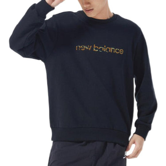 New Balance Men's New Balance Camouflage Logo Knit Sports Round Neck Pullover Black AMT21353-BK