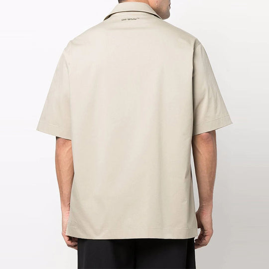 Men's OFF-WHITE SS22 Iconic Arrow Pattern Short Sleeve Loose Fit Shirt OMGA196S22FAB0031710 Shirt - KICKSCREW