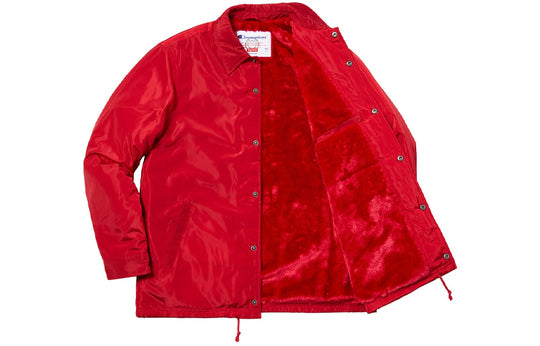 Supreme FW18 x Champion Label Coaches Jacket Red SUP-FW18-370