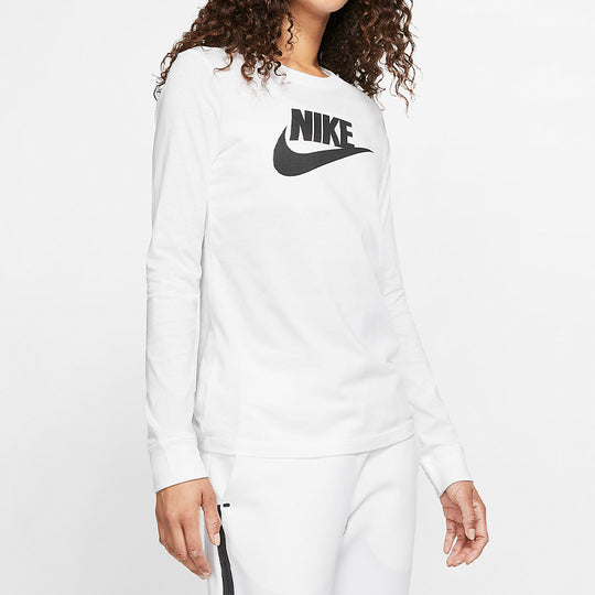 (WMNS) Nike Classic Logo Printed Long-Sleeved Tee 'White' BV6172-100