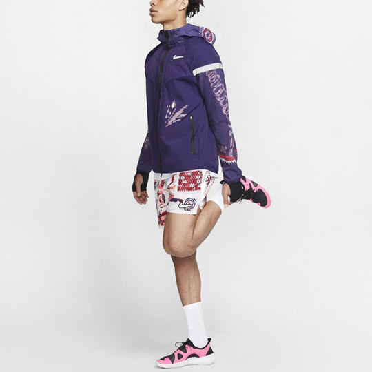 Nike Graffiti Printing Breathable Woven Running Casual Sports Jacket Purple CJ5821-521