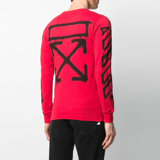 Men's OFF-WHITE SS21 Geometry Pattern Long Sleeves Slim Fit Version Red OMAB001S21JER0052510 T-shirts - KICKSCREW