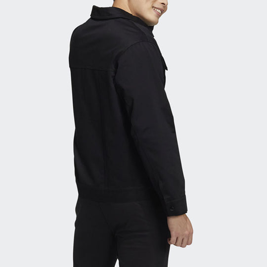 adidas neo Casual Logo Printing lapel Long Sleeves Jacket Black HG9049