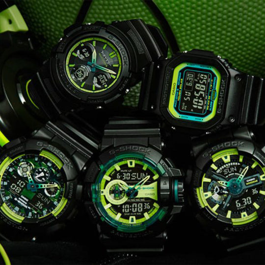 CASIO G-Shock Subject Series Head To Head Fluorescence Yellow Black Strap Gradient Sports Amber Watch GA-100LY-1A Watches - KICKSCREW