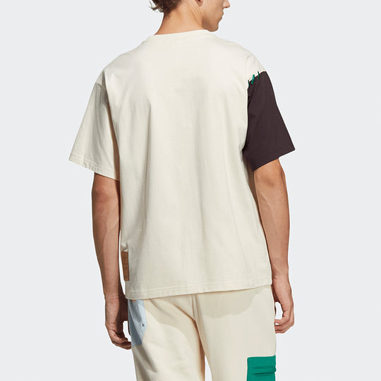 adidas originals Series Contrast Color Stitching Pocket Round Neck Short Sleeve Creamy White T-Shirt HC0343