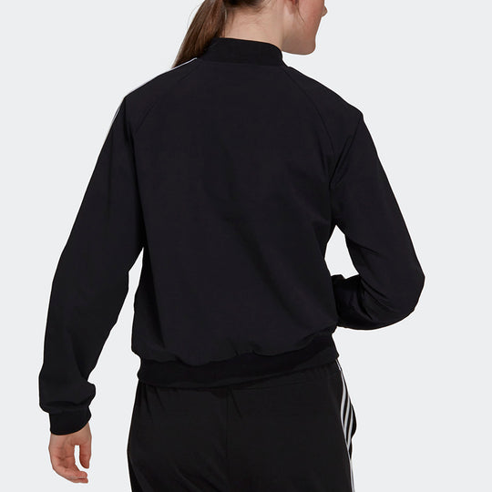 (WMNS) adidas Stripe Splicing Sports Training Long Sleeves Jacket Black GS1352