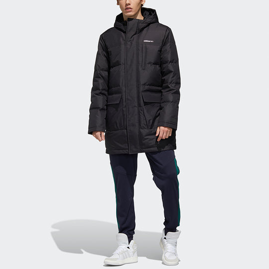 adidas neo M Wint Dwn Prka Windproof Stay Warm mid-length Sports hooded down Jacket Black GJ8786