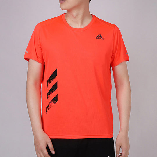 adidas Casual Sports Round Neck Breathable Short Sleeve Orange Red FR8378