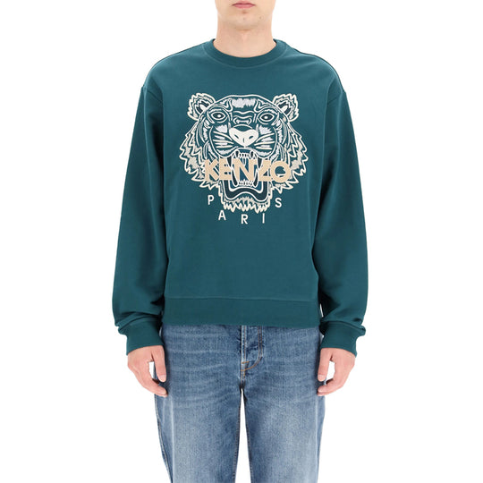 Men's KENZO TIGER Pattern Embroidered Printing Blue FA65SW1104XA-73