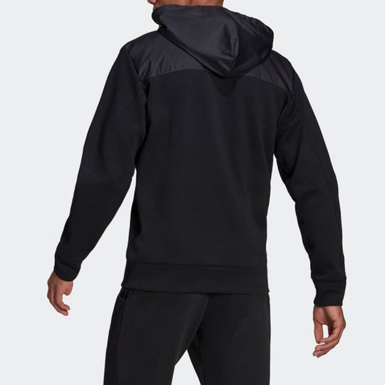 adidas Sportswear Training Gym Knit Breathable Sports Hooded Jacket Black GM5783