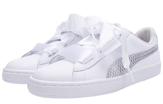 PUMA Basket Heart Coated Glam Jr 'Silver White' 368974-02 Skate Shoes  -  KICKS CREW