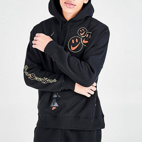 Nike Sportswear Club Fleece Casual hooded Smiling Face Printing Black DQ3520-010
