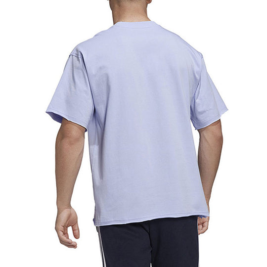 adidas originals x Disney Crossover Solid Color Stitch Cartoon Pattern Printing Short Sleeve Lavender T-Shirt HT3941