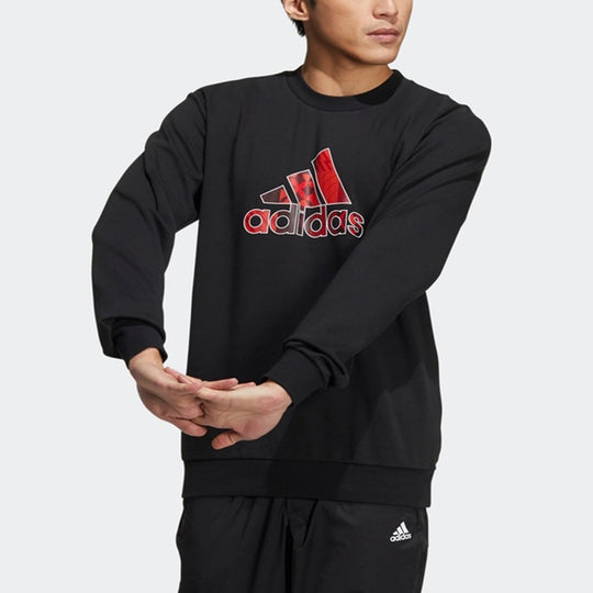 Men's adidas Cny Gfx Crew1 Limited Logo Printing Sports Round Neck Pullover Black HI3287