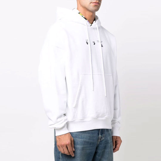 Men's Off-White FW21 Arrow Pattern Hooded Long Sleeves Loose Fit White OMBB085F21FLE0160145