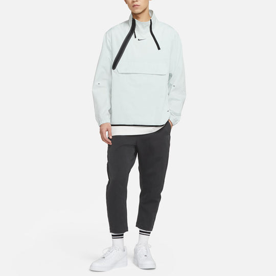 Men's Nike Sportswear Tech Pack logo Casual Splicing Woven Breathable Jacket Tops Light Silver DC6988-034