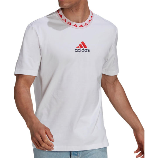adidas Logo Round Neck Pullover Sports Short Sleeve Bayern Munich White GR0691