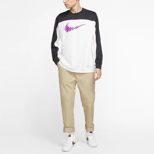 Nike SB Skateboard Dri-FIT Long-Sleeve Skate Top Black White Purple BV1027-010 T-shirt - KICKSCREW