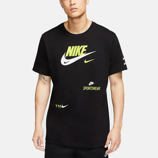 Nike Alphabet Logo Sports Short Sleeve Black CU0079-010 - KICKS CREW