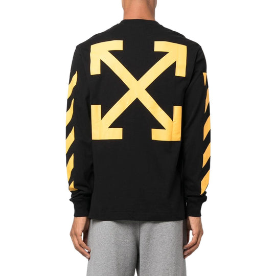 Men's Off-White FW22 Solid Color Round Neck Painting Printing Long Sleeves Black T-Shirt OMAB064C99JER0111001