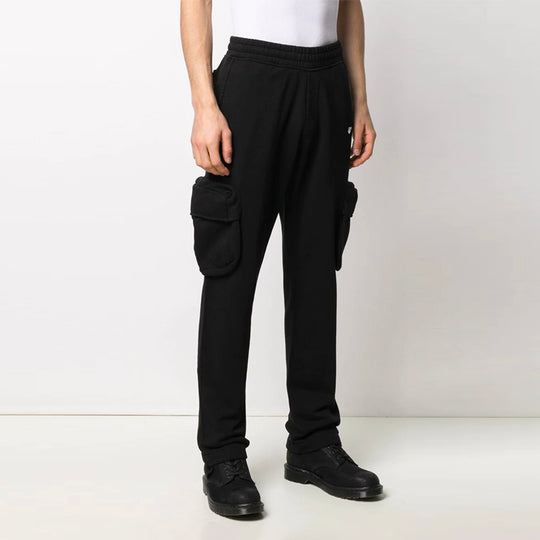 Men's OFF-WHITE SS21 Logo Cargo Sweatpants Slim Fit Version Black OMCH036S21FLE0011001 Sweat Pants - KICKSCREW