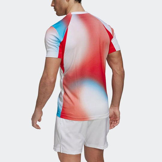 Men's adidas Contrasting Colors Gradient Logo Printing Round Neck Short Sleeve Multicolor T-Shirt H67126