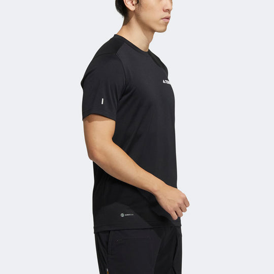 adidas Terrex Tx Logo Ss T Outdoor Sports Short Sleeve Black HM3813