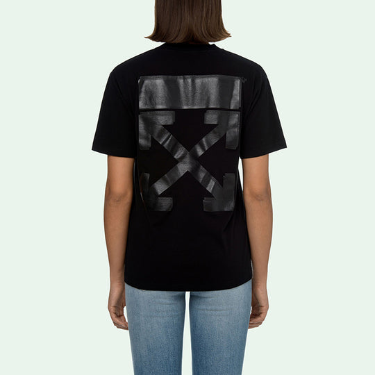 (WMNS) OFF-WHITE Arrow Pattern Round Neck Pullover Short Sleeve Slim Fit Version Black OWAA049E20JER0131010