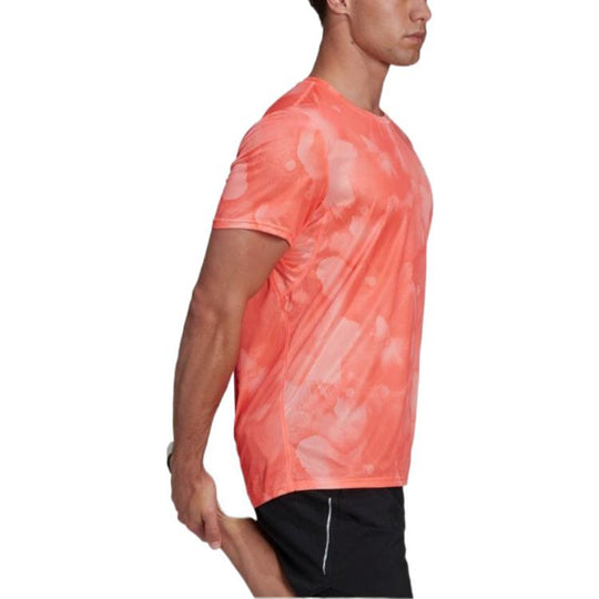 Men's adidas Tie Dye Printing Reflective Strip Pullover Short Sleeve Japanese Version Red T-Shirt H58569