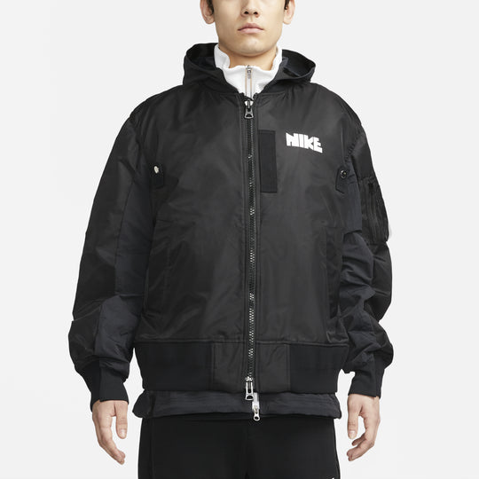 Nike x Sacai Crossover Double Layer Contrasting Colors Sports Hooded Jacket Asia Edition Black CZ4697-010